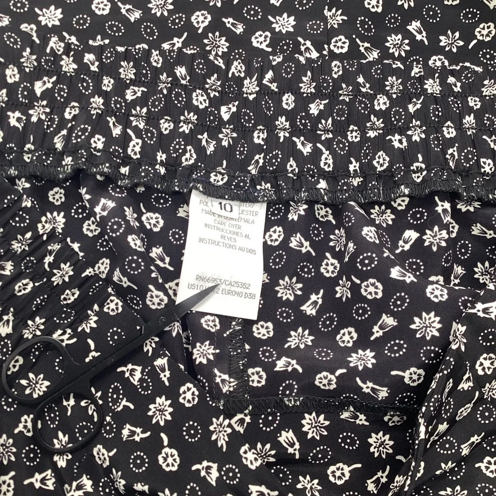 Vintage Andrea Gayle Floral Dress Suit Set Size 10 Black White Pearl Button - Picture 6 of 12